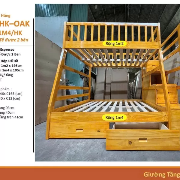 Giường tầng OAK 1m2/1m4