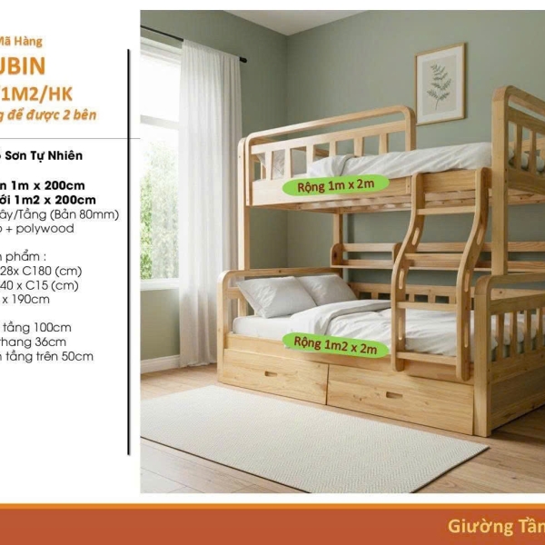 Giường Tầng UBIN 1m/1m2