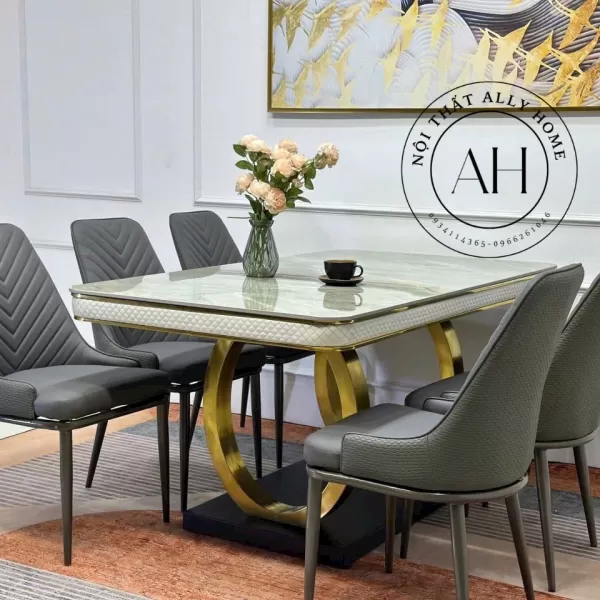 BỘ BÀN ĂN 6GHẾ CHÂN OO 