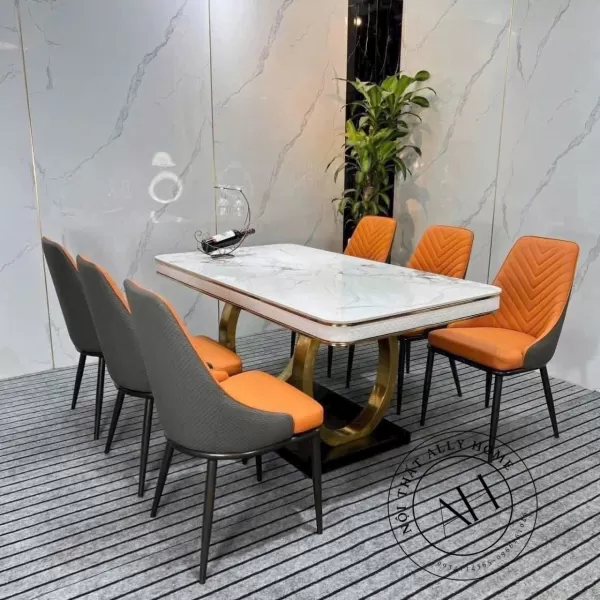 BỘ BÀN ĂN 6 GHẾ CHÂN AOO