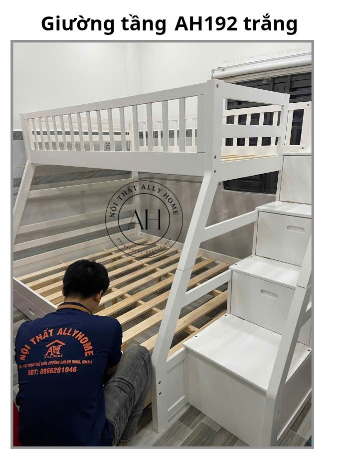 Giường 2 tầng AH192 trắng