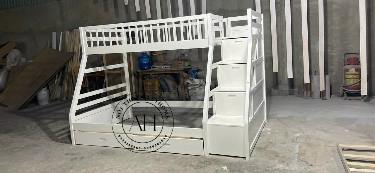 Giường 2 tầng AH192 trắng