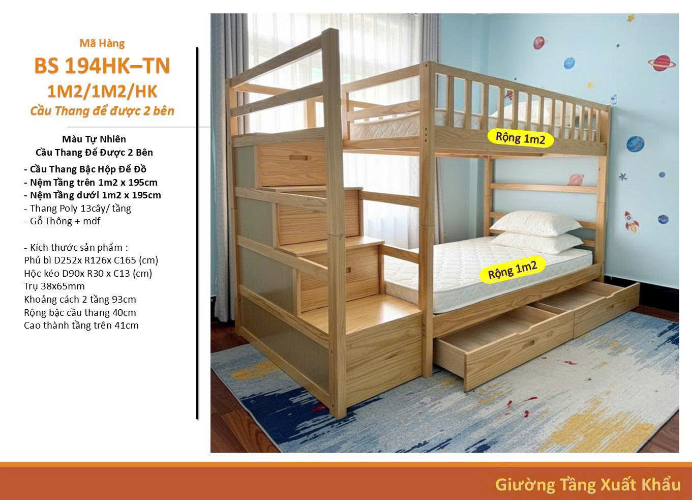 Giường Tầng AH194 1m2/1m2