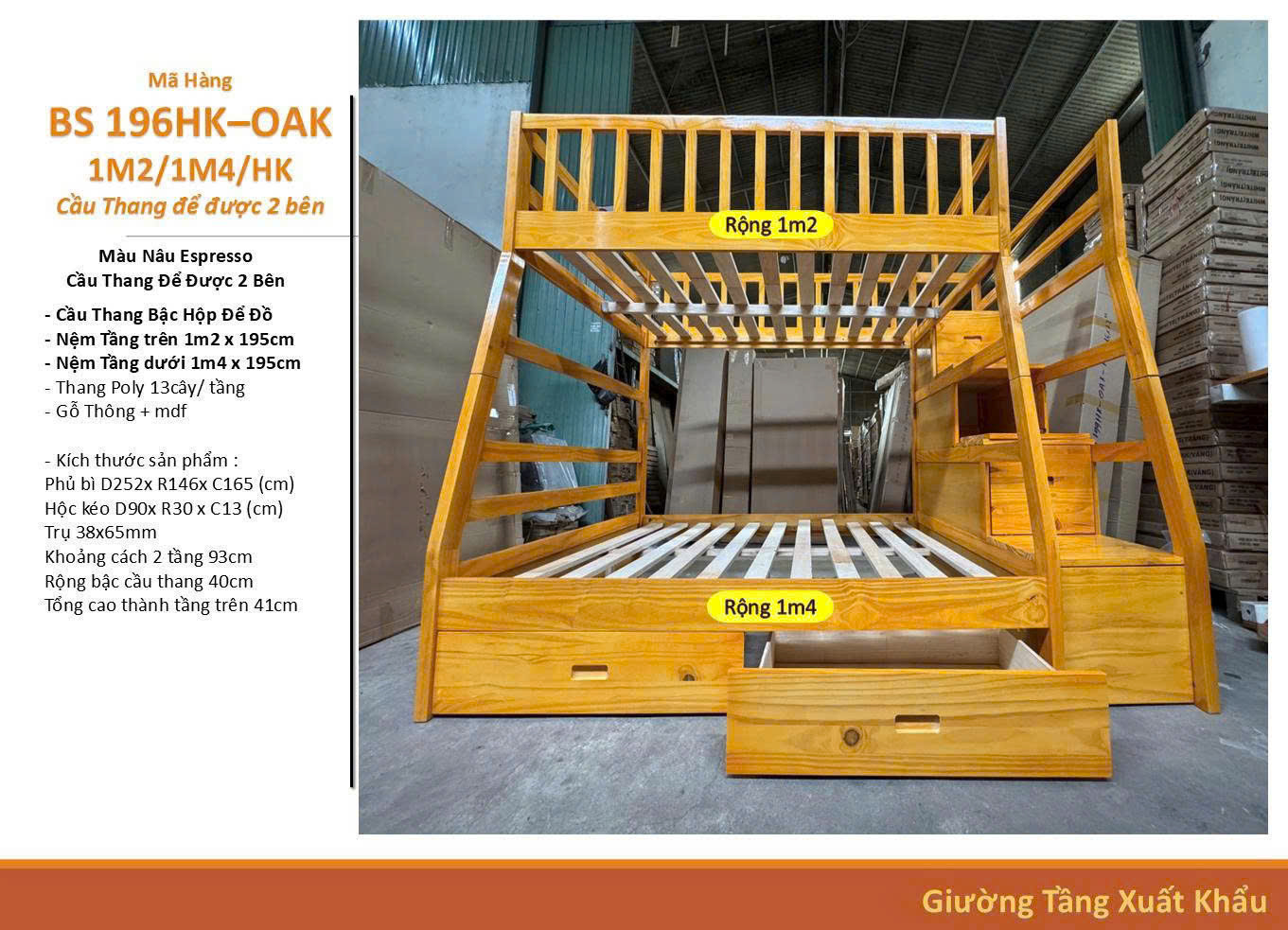 Giường tầng OAK 1m2/1m4