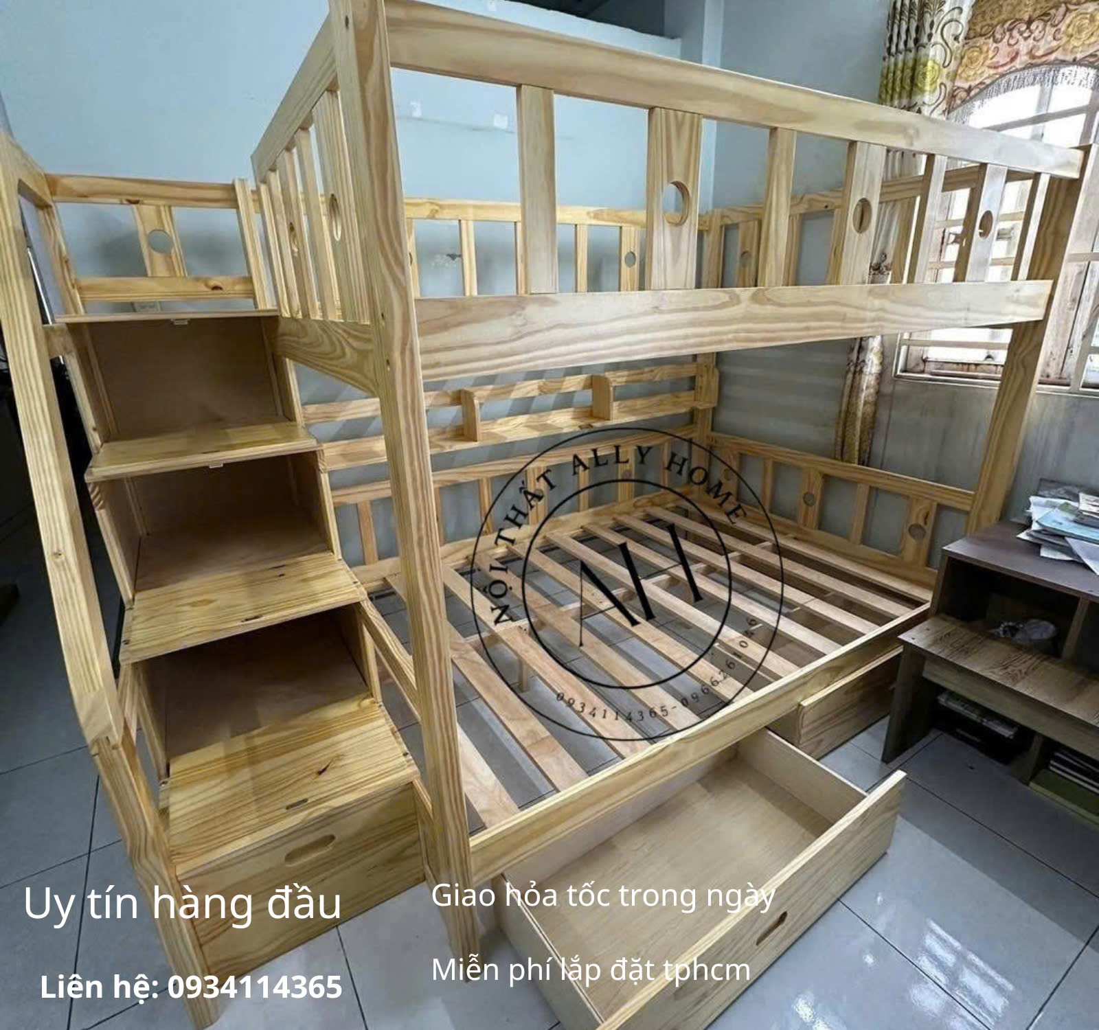 giường tầng phòng trọ nhỏ tiết kiệm diện tích